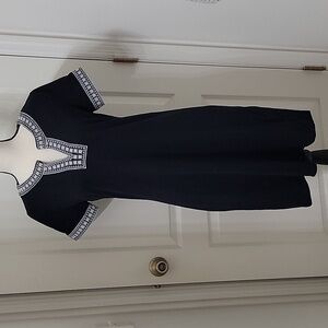 Talbots, Size M Dark Navy Blue w/ White Embroidery Shift Dress, Exc. Used Cond.